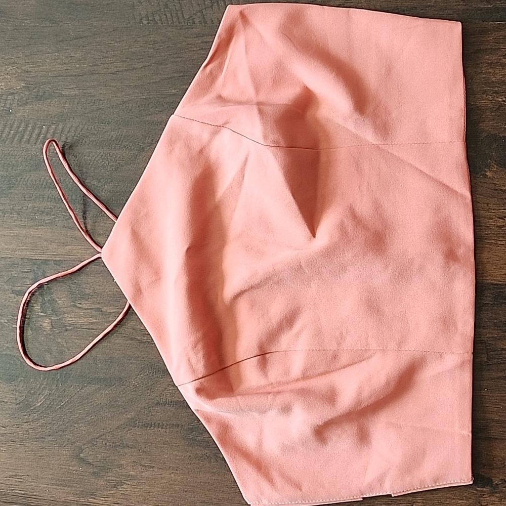 Sabo Skirt Crop Top, Peach Color, Size L, Cute Back Cross